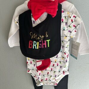 Hudson Baby Bodysuit and Bib Set - Christmas 6 pieces set 0-3 months